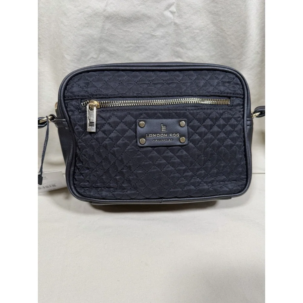 NWT London Fog Quilted 100th Anniversary Black Lexi Nylon Cross Body Purse/Bag